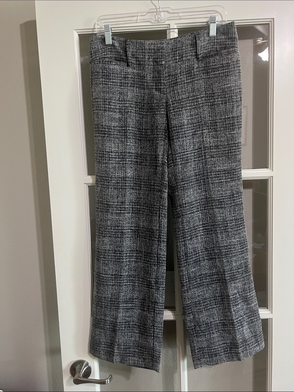 7th Avenue Gray Plaid Wide-Leg Work Pants Size 4P